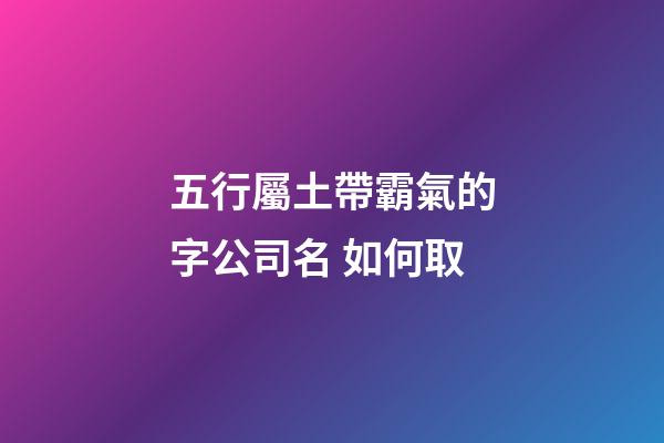 五行屬土帶霸氣的字公司名 如何取-第1張-公司起名-玄機派